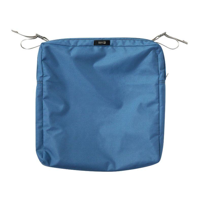 19" x 19" x 3" Ravenna Water-Resistant Patio Seat Cushion Empire Blue - Classic Accessories: Removable Polyester Cover, Zippered