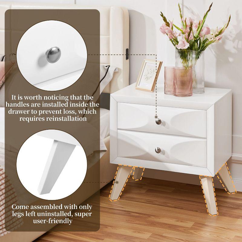 Yaheetech Modern Vintage 2-Drawer Nightstand End Table for Living Room, White