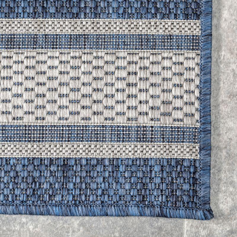 Coastal Charm Blue Stripe Synthetic Washable Area Rug - 62"x24"