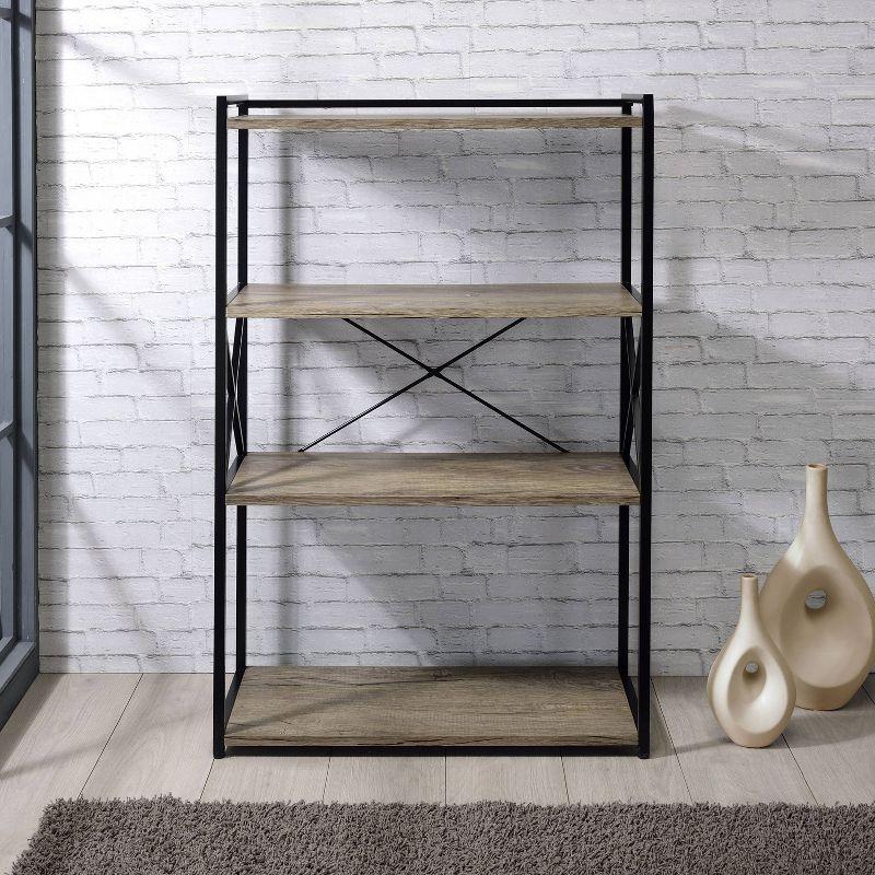 47" Corday Bookcase Gray and Black - Steve Silver Co.: Metal Accents, 4 Fixed Shelves