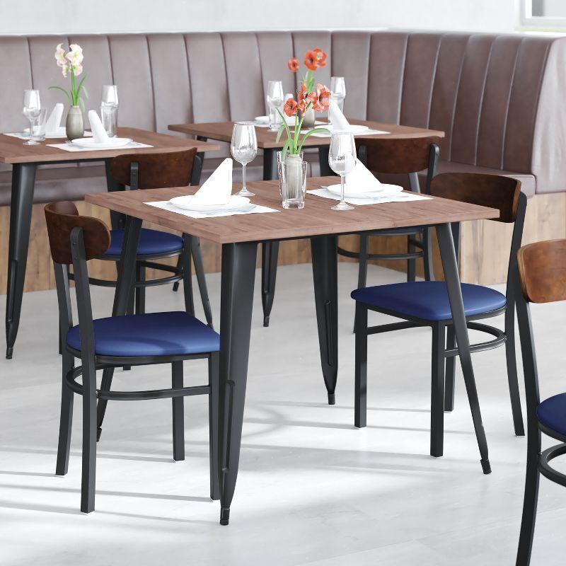 Flash Furniture Wright Commercial Grade Dining Chair with 500 LB. Capacity Steel Frame, Solid Wood Seat, and Boomerang Back