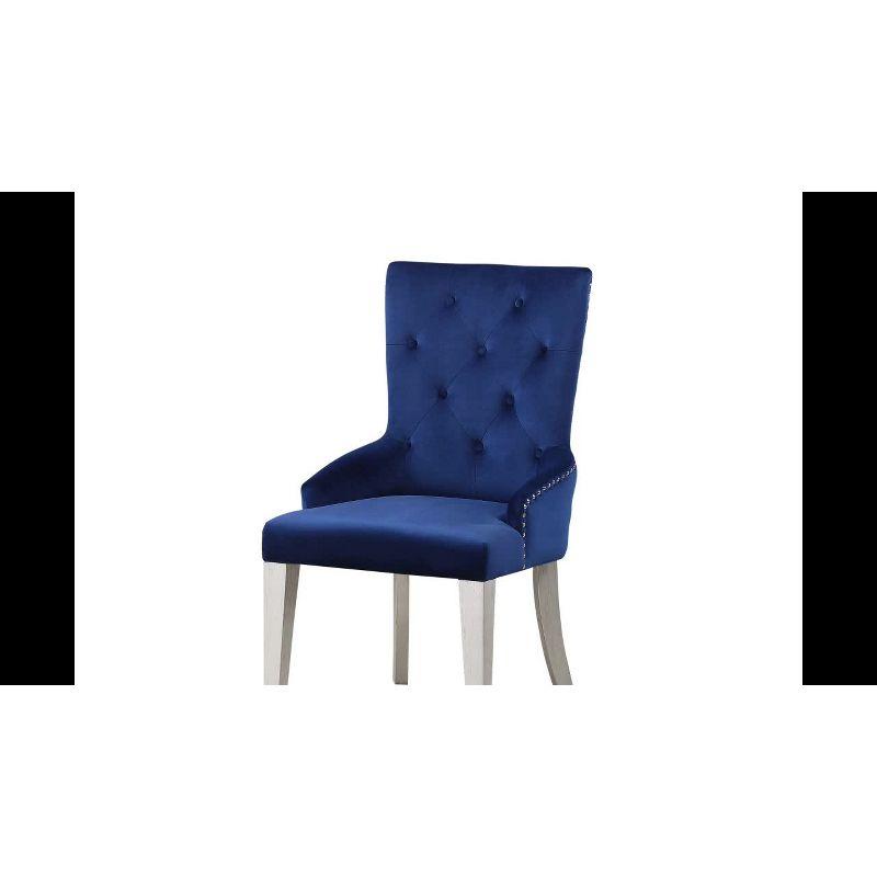 High Back Blue Upholstered Parsons Side Chair with Wood Frame