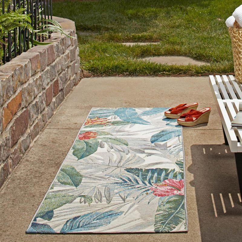 Unique Loom 2' 7 x 12' 0 Runner Multi Outdoor Botanical Kula Area Rug