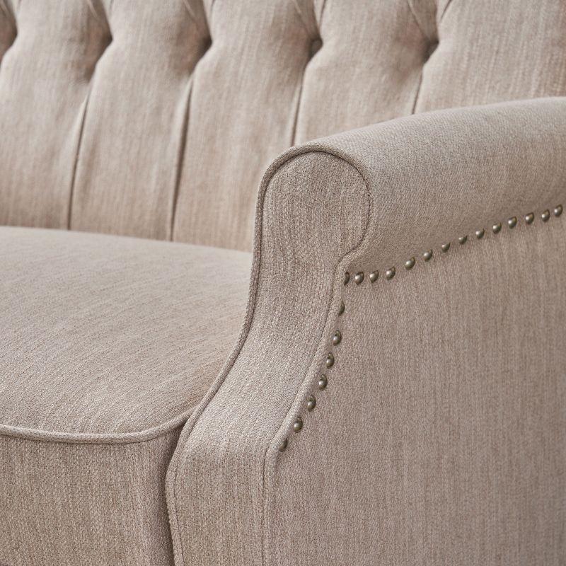 GDFStudio Dunham Contemporary Fabric Upholstered Tufted Oversized Push Back Recliner, Beige