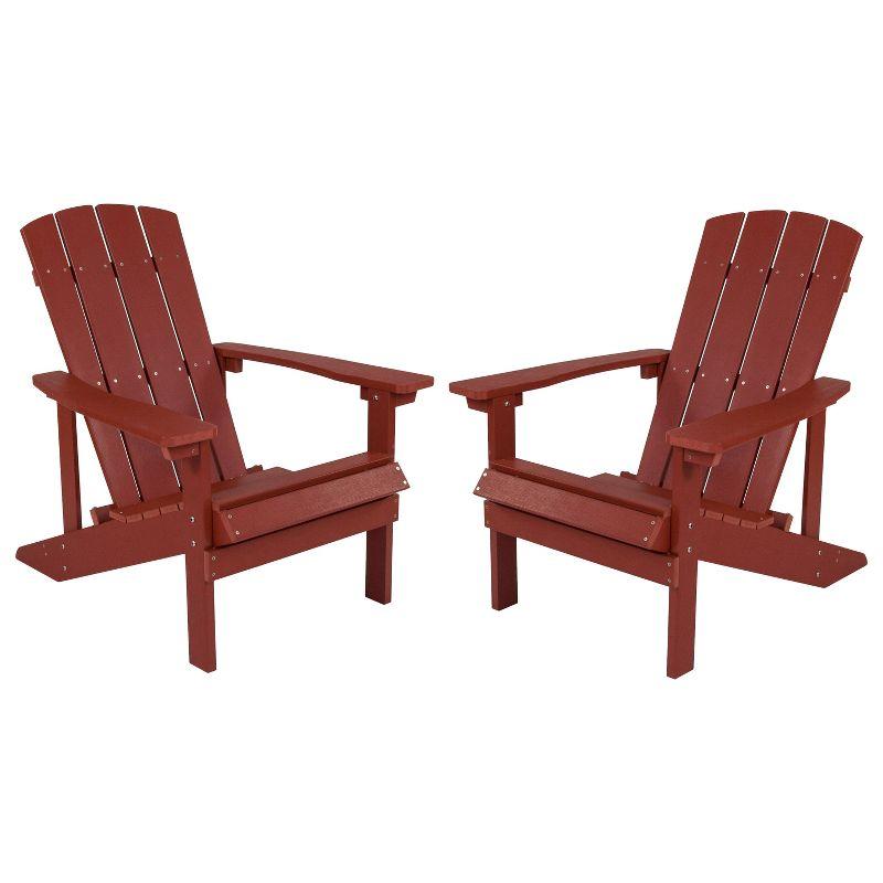 Charlestown Red Poly Resin All-Weather Adirondack Chair Set