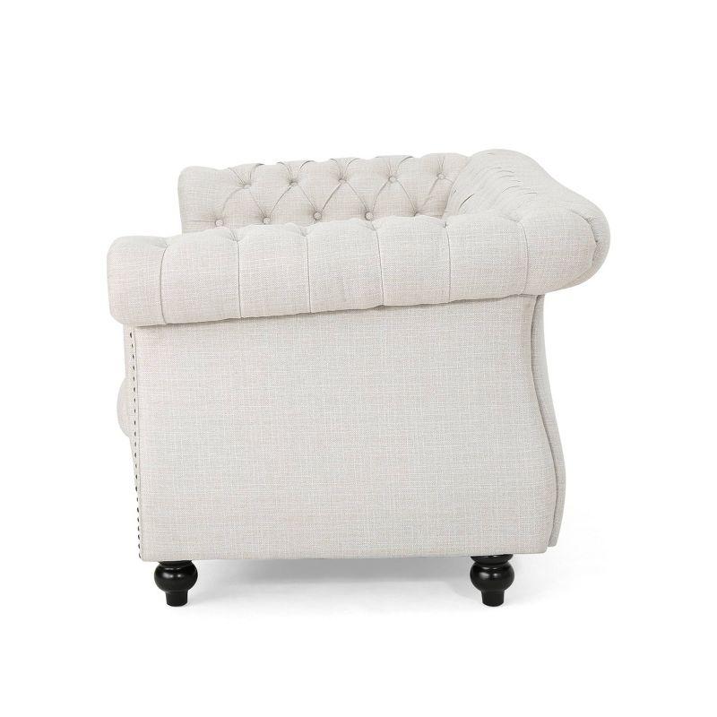Somerville Traditional Chesterfield Loveseat Beige - Christopher Knight Home: Upholstered, Nailhead Trim, Wood Frame