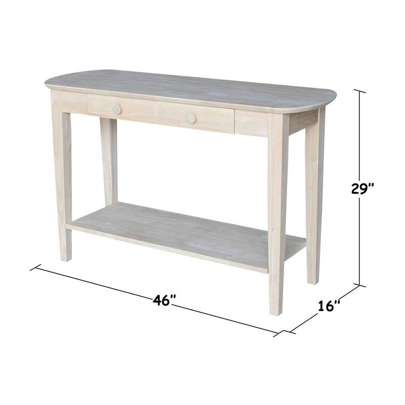 Unfinished Parawood Philips Oval Sofa Table with Storage