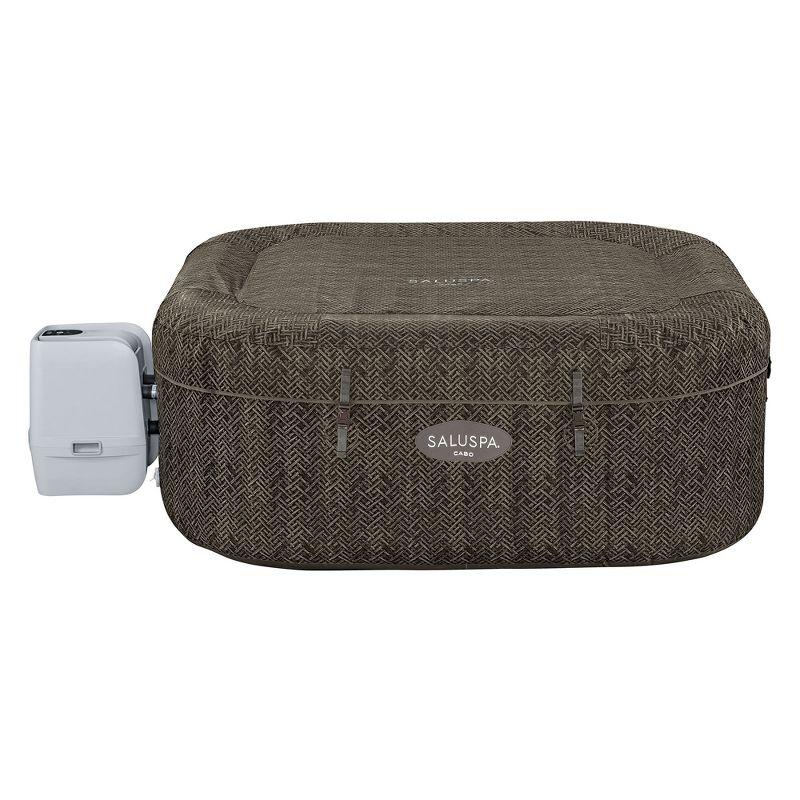 Bestway SaluSpa AirJet 4 to 6 Person Inflatable Hot Tub Square Portable Outdoor Spa with 140 Soothing AirJets and Cover, Brown