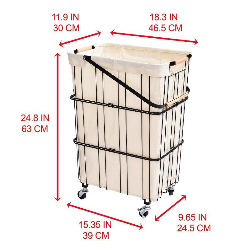 Oceanstar Mobile Rolling Storage Laundry Basket Cart with Handle