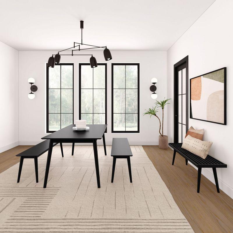 Plank+Beam 72" Mid Century Modern Dining Table, Solid Wood Kitchen & Dining Room Table for 6, Black