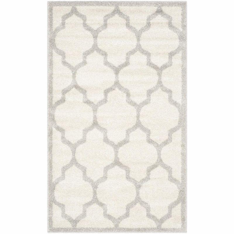 Reversible Gray Square Easy-Care Synthetic Area Rug