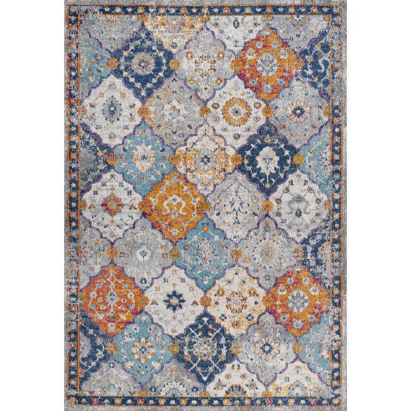 Bohemian Vintage Medallion 4' x 6' Blue Synthetic Area Rug