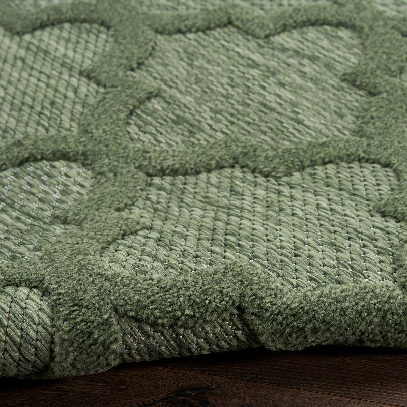 Nourison Easy Care 2'2" x 7'6 Green Modern Flatweave Indoor/Outdoor Rug