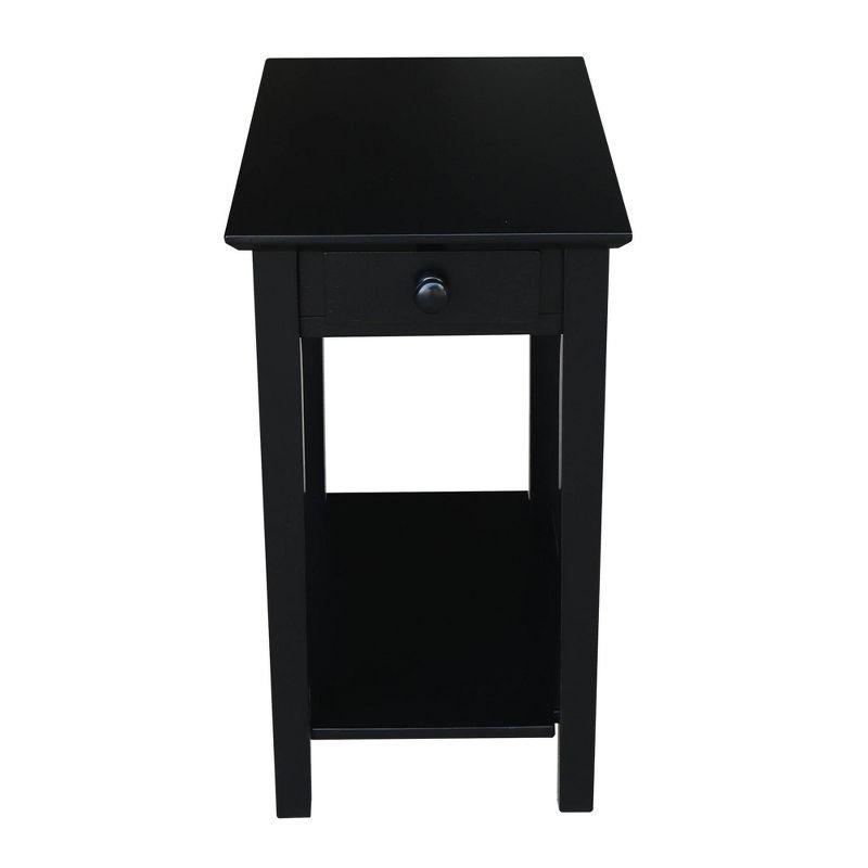 International Concepts Narrow End Table Black: Sleek Design with Drawer & Fixed Shelf for Living Room