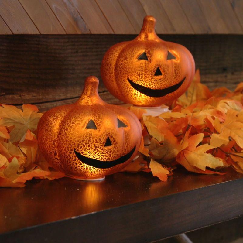 Mr. Halloween Mercury Glass LED Jack-O-Lantern Lights - 6" - Set of 2