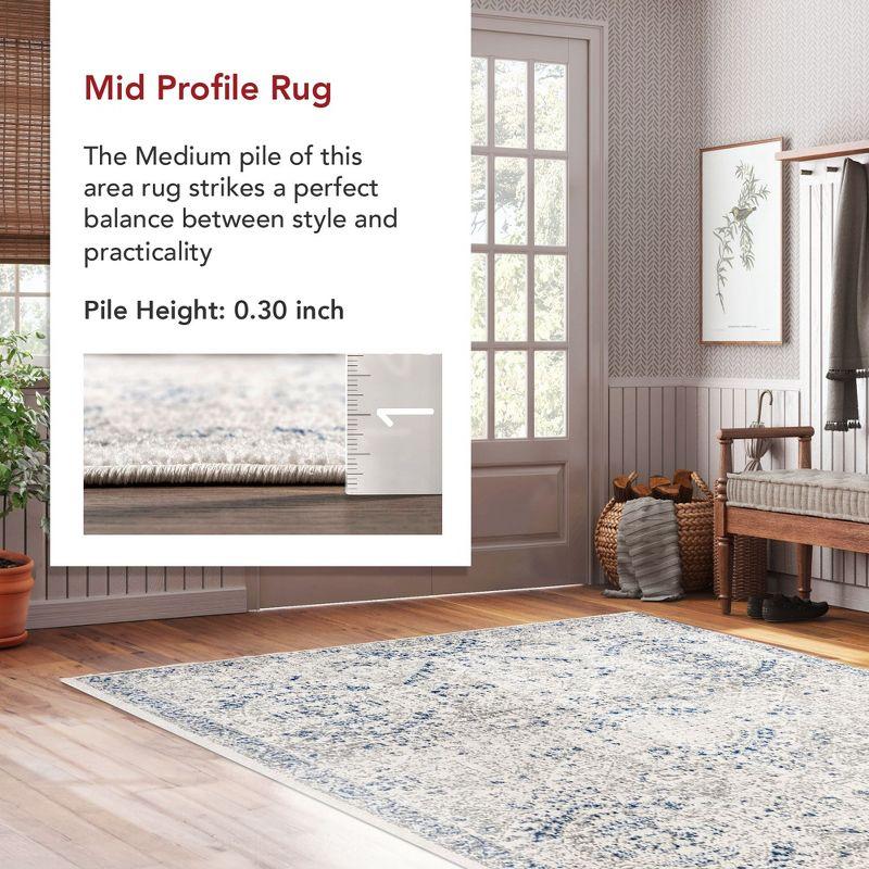 Nuloom Minta Medallion 2x3 Accent Indoor Area Rug for Living Room Bedroom Dining Room Entryway Kitchen, Blue/Off White
