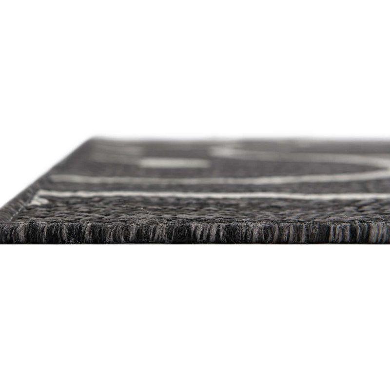 Unique Loom 5' 3 x 8' 0 Rectangle Indoor/Outdoor Botanical Charcoal Gray Area Rug