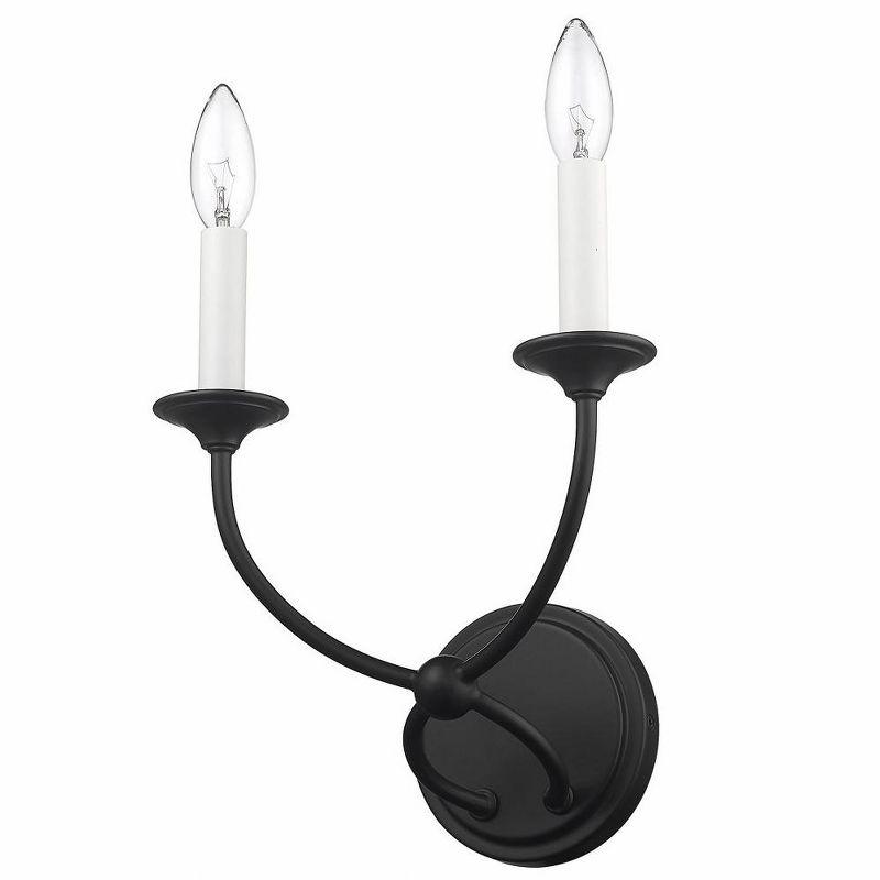 Matte Black Steel Dual Candelabra Wall Sconce