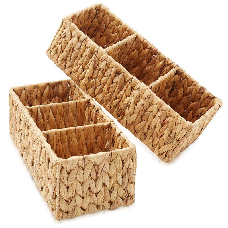 Natural Seagrass Rectangular Storage Baskets with Dividers