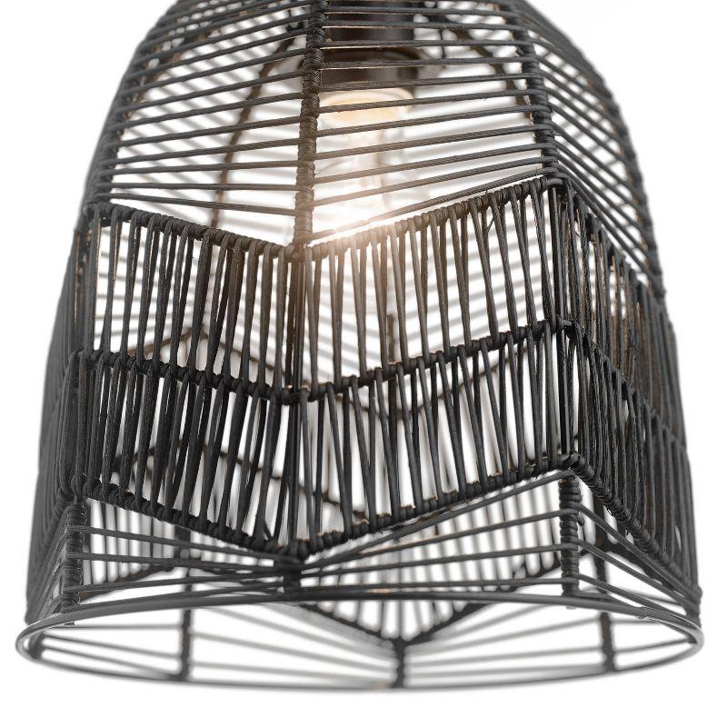 10"W Amher 1-Light Black Rattan Pendant Light