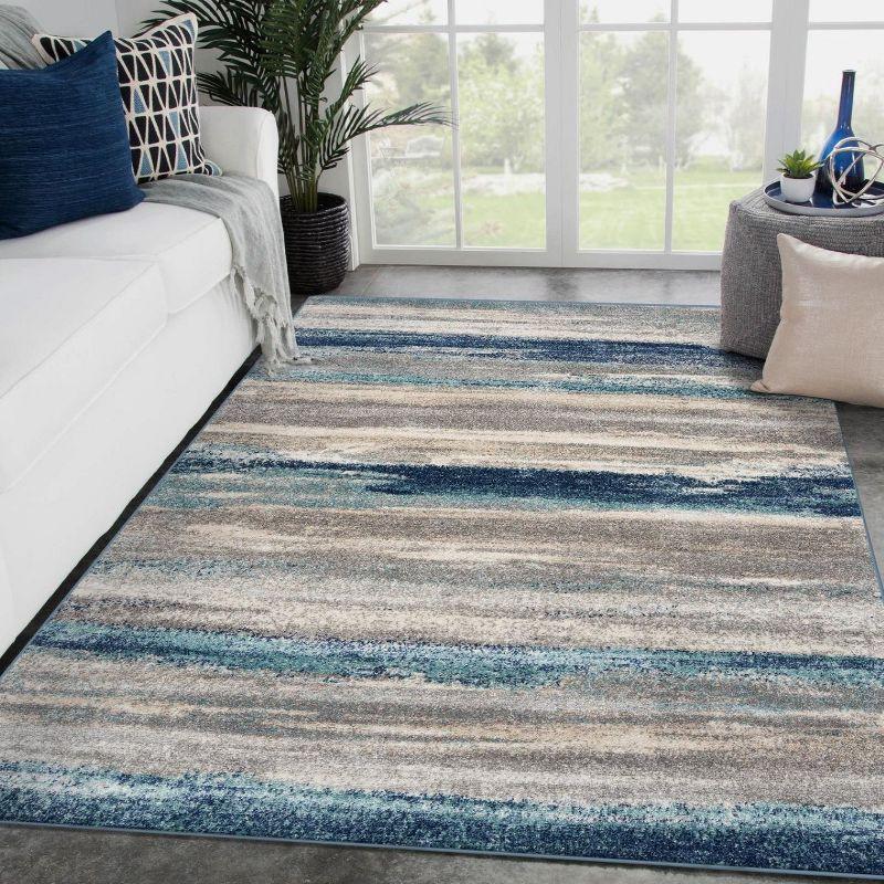 Luxe Weavers Abstract Stripe Blue 9x12 Area Rug