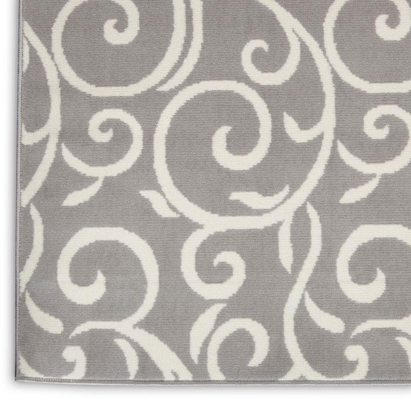 Nourison Grafix 6' x 9' Grey Area Rug Bohemian Contemporary Botanical by Nourison