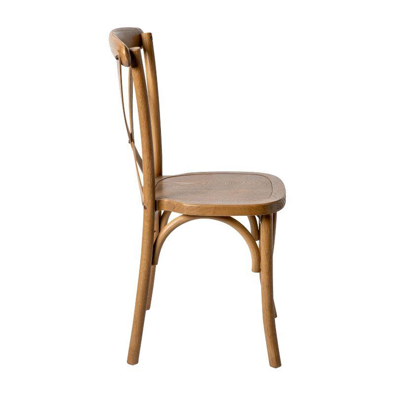 Pecan Wood Cross Back Stackable Dining Chair