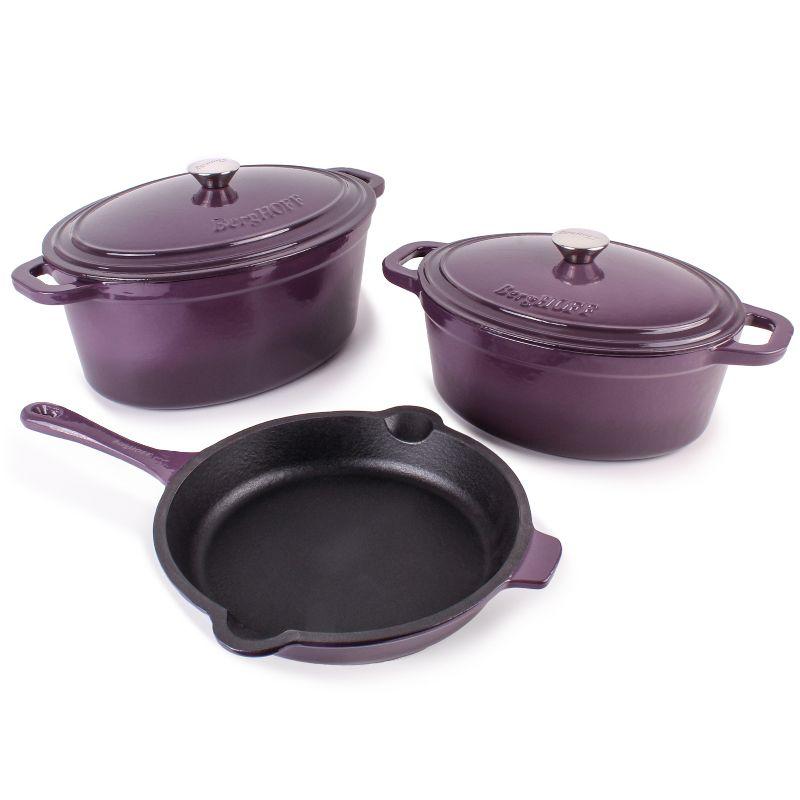 BergHOFF BergHOFF Neo 5Pc Cast Iron Set: 5Qt and 8Qt Covered Dutch Ovens and 10" Fry Pan