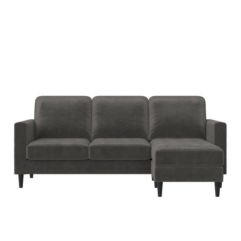 Strummer Reversible Sectional Sofa Couch Light Gray - CosmoLiving by Cosmopolitan: Compact, Modern Tufted, Wooden Legs