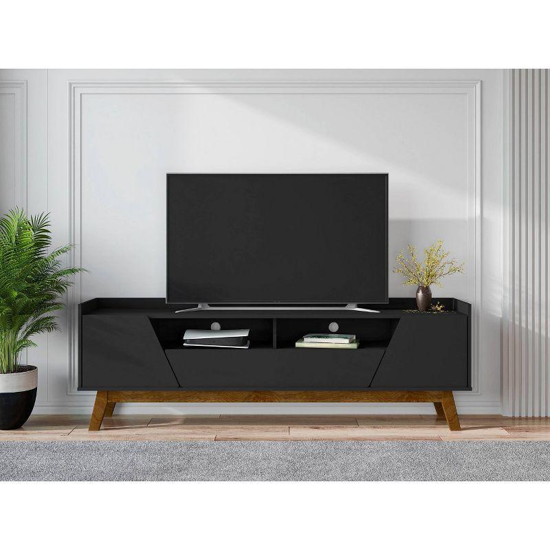 Marcus Mid-Century Modern 4 Shelf TV Stand for 65-70" TVs, Cable Management - Manhattan Comfort