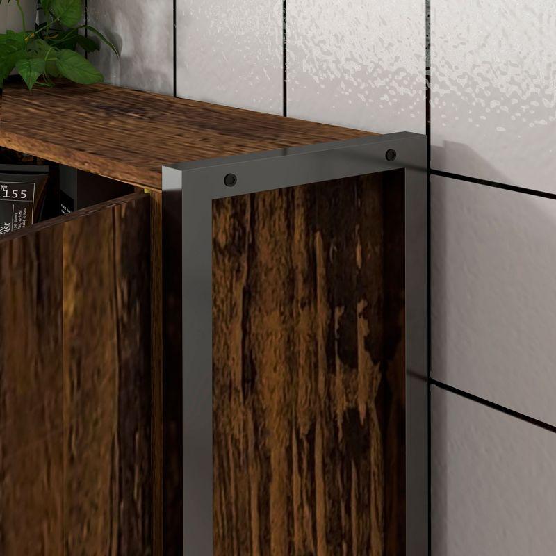 kleankin Industrial Over The Toilet Storage Cabinet, Bathroom Space Saver Above Toilet with Double Door Cupboard and Adjustable Shelf, Rustic Brown