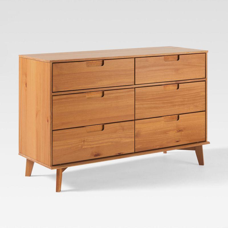 Caramel Mid-Century Double Dresser with Extra Deep Drawers