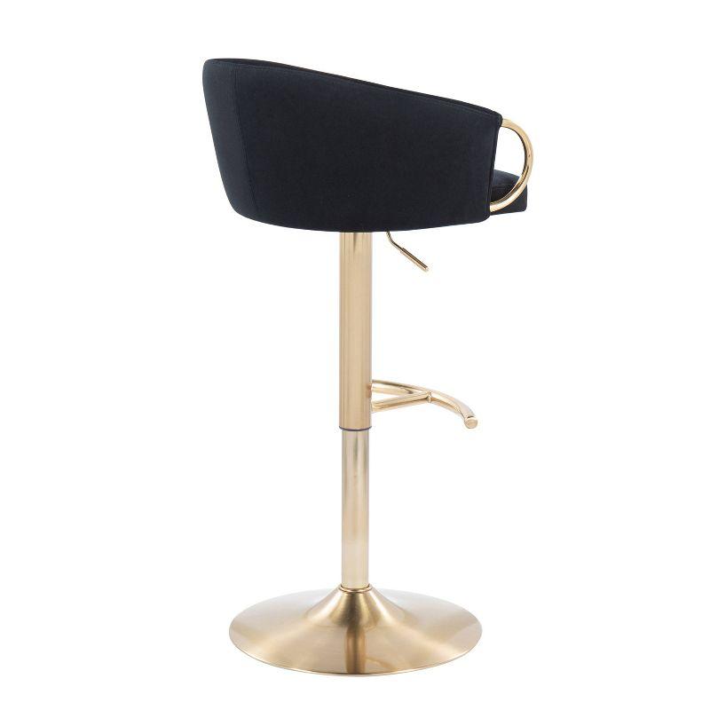 Set of 2 Claire Velvet/Steel Barstools Gold/Black - LumiSource: Swivel, Adjustable Height, Modern Design
