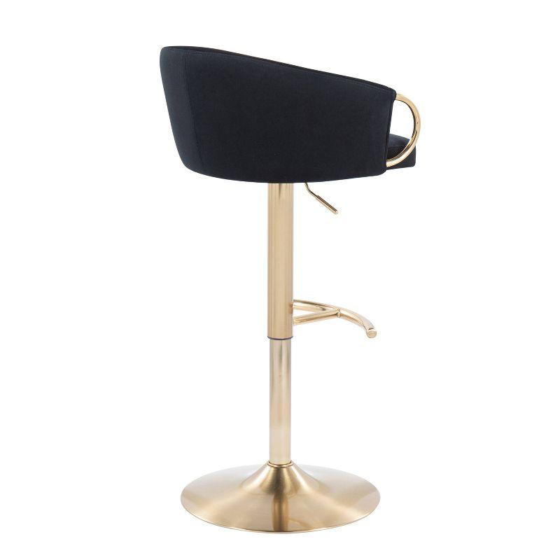 Claire Modern Black Velvet and Gold Metal Adjustable Swivel Barstool