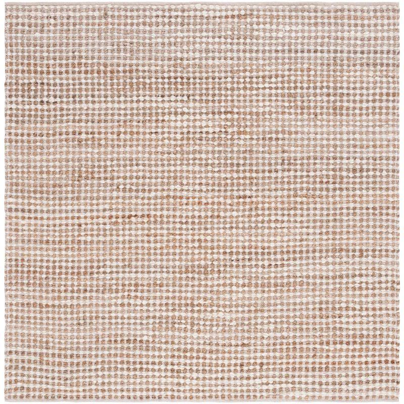 Beige/Ivory 6' x 6' Square Flat Woven Wool Area Rug