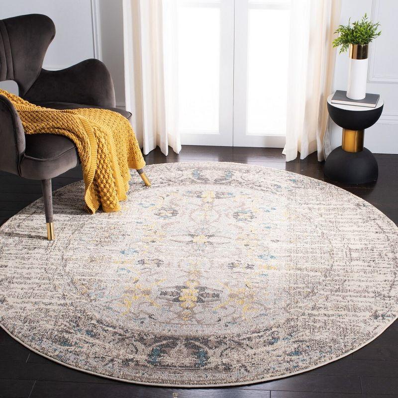 Monaco MNC209 Power Loomed Indoor Area Rug - Grey/Multi - 9' Round - Safavieh.