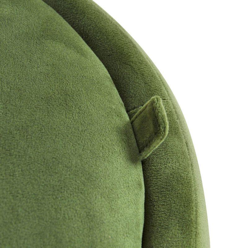 Storage Round Ottoman Green Velvet - HomePop: Upholstered Footstool, No Assembly, Polyester