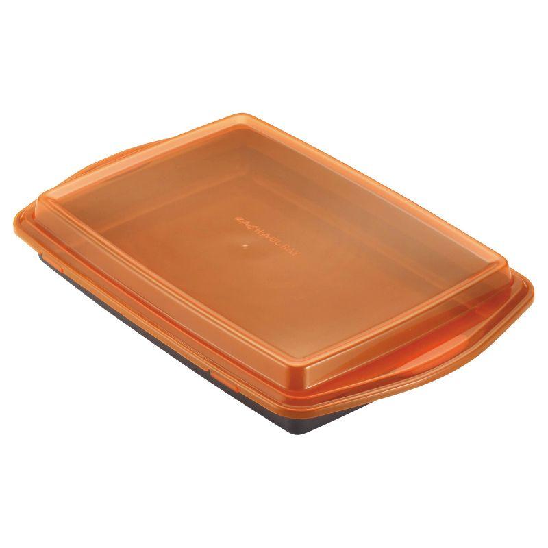 Orange Carbon Steel Nonstick Cake Pan with Lid, 9" x 13"