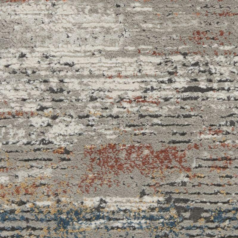 Abstract Mineral Tones 26'' Hand-Knotted Gray Synthetic Area Rug