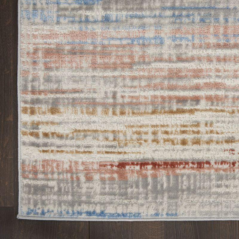 Ivory Multicolor Abstract 4' x 6' Synthetic Rug