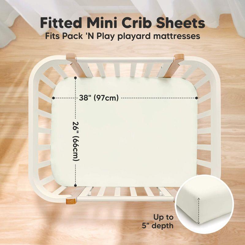 KeaBabies 2pk Soothe Waterproof Fitted Mini Crib Sheets for Girl, Boy, 100% Organic Soft Cotton Pack and Play Sheets (Oregano)