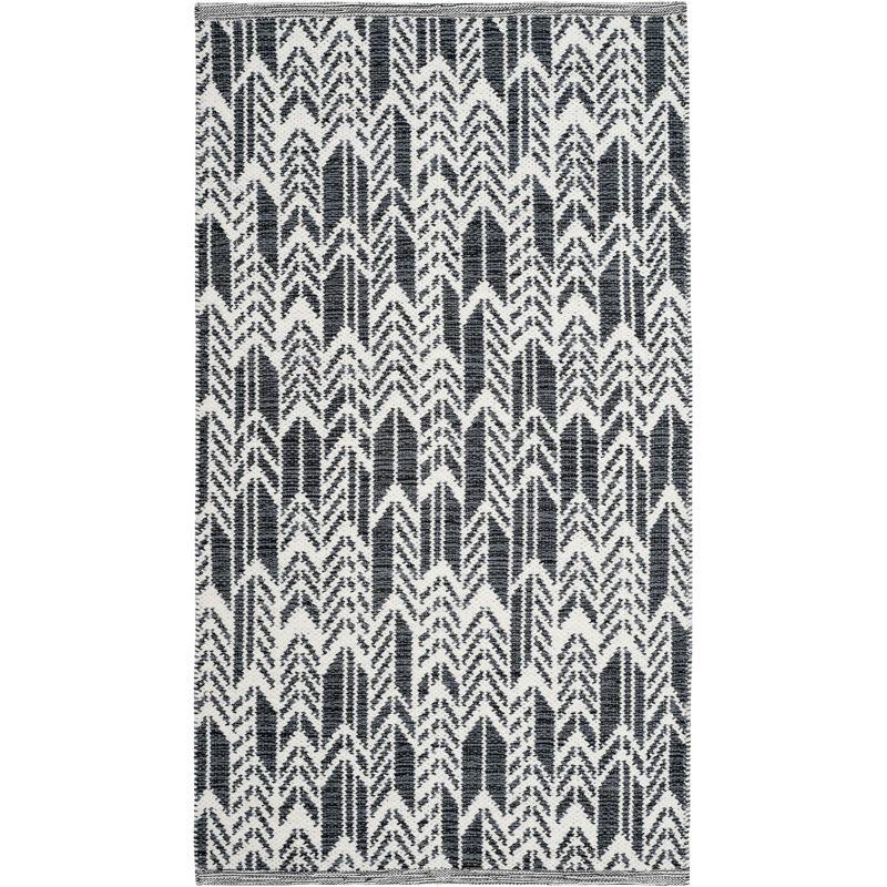 Coastal Charm Black/Ivory Flat Woven Wool-Cotton Blend Area Rug