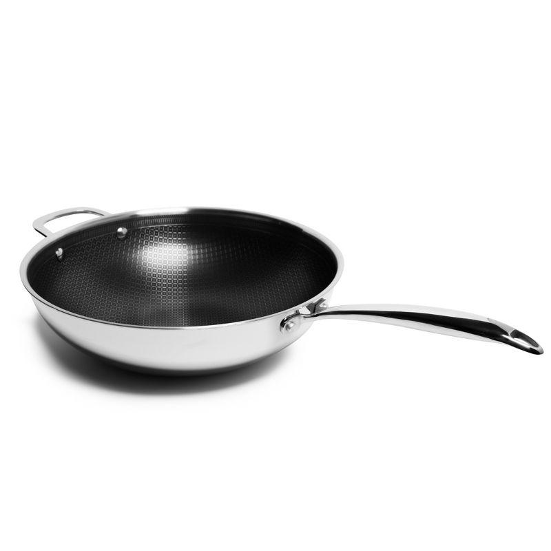 Lexi Home Tri-ply 5 Qt. Stainless Steel Nonstick Wok with Glass Lid