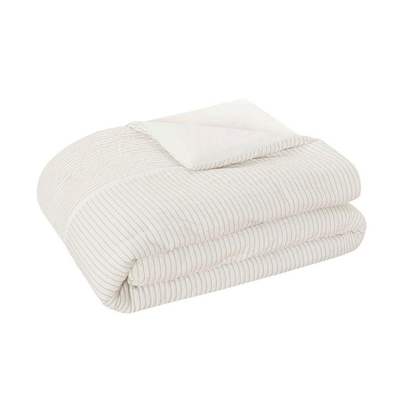 Beautyrest Apollo 3 Piece Striped Seersucker Oversized Comforter Set
