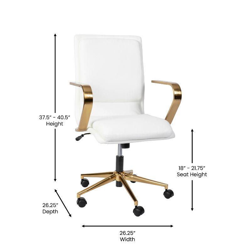 Flash Furniture James Mid-Back Designer Executive Upholstered Office Chair with Brushed Metal Base and Arms