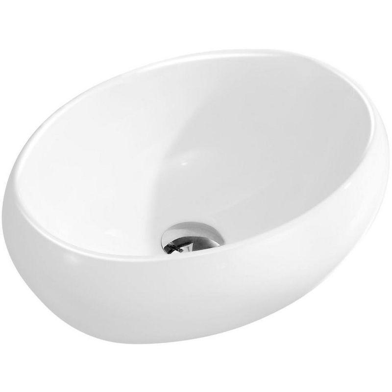 White Ceramic Oval Vessel Bathroom Sink