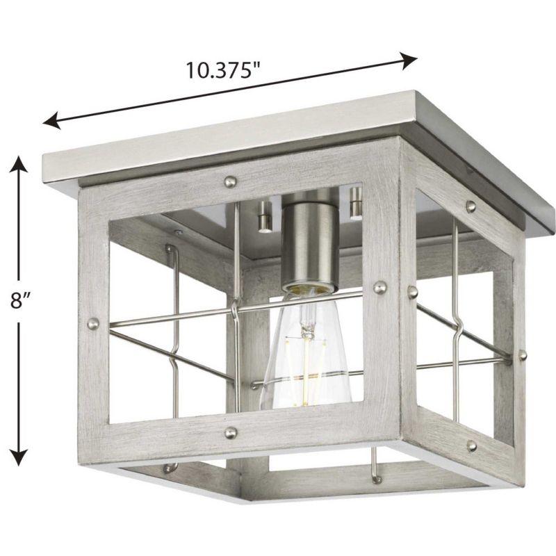 Progress Lighting, Hedgerow, 1-Light, Flush Mount, Brushed Nickel, Grey Washed Oak Collection: Hedgerow 1-Light Grey Washed Oak Farmhouse Flush Mount