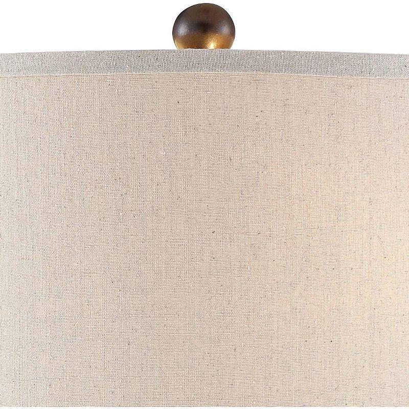 Franklin Iron Works Byron Rustic Table Lamp 27 1/2" Tall Hammered Textured Bronze White Drum Shade for Bedroom Living Room Bedside Nightstand Office