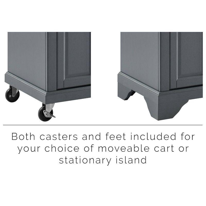 One Allium Way® Kitchen Island With Storage Shelves, Microwave Stand, Coffee Bar, Gray - Birch Veneer, Marble Finish, 2 Drawers & 3 Cabinets, Brushed Nickel Hardware