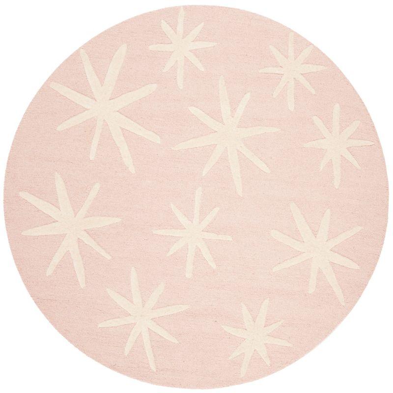 Handmade Ivory Wool Round Tufted Kids Area Rug 59"